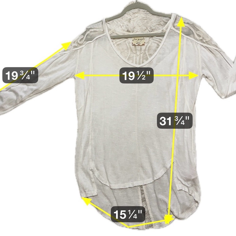 Free People Lola Long Sleeve Knit Lace Top White Oversized Cottagecore Medium - Picture 4 of 7